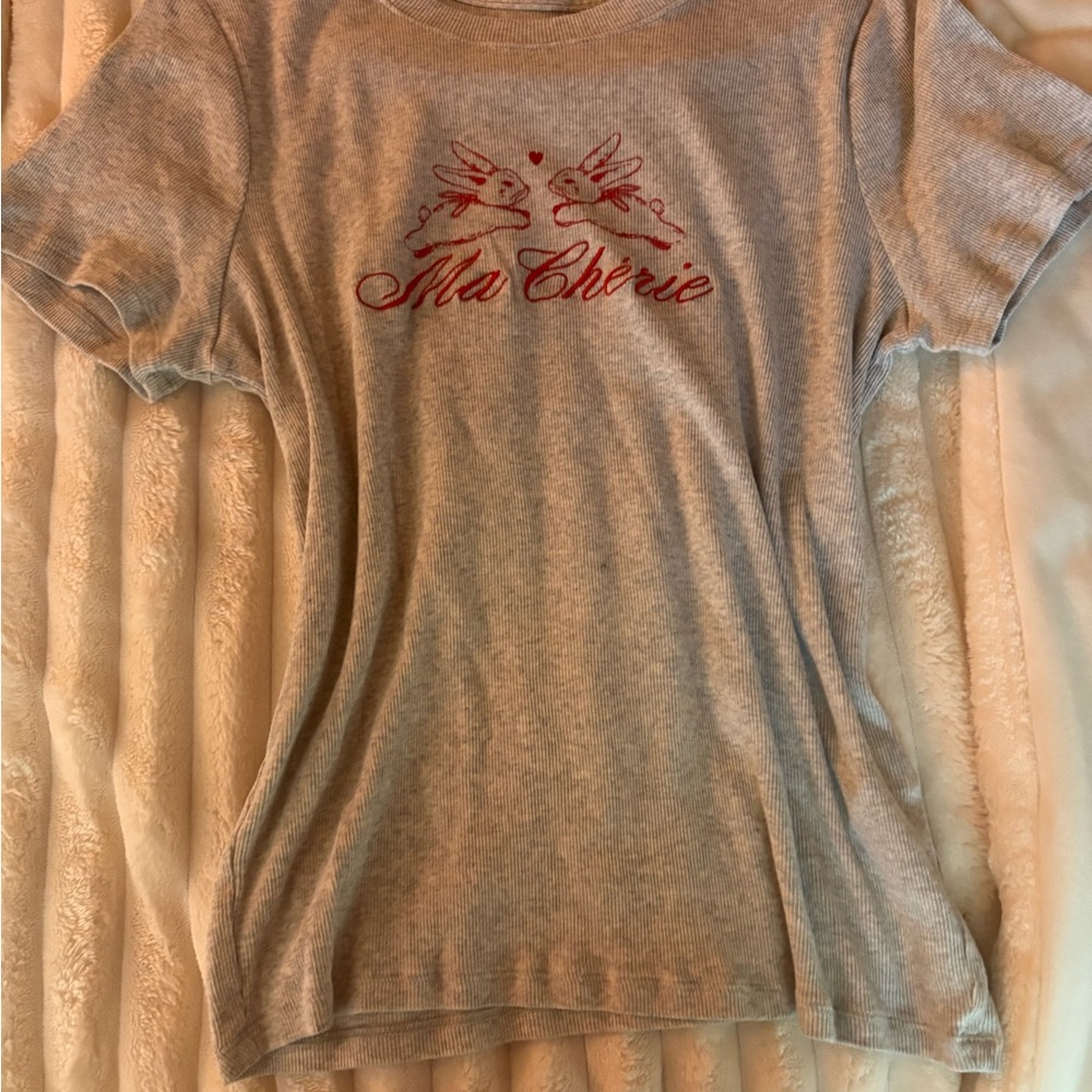 Hollister Gray Tee with Red Embroidery